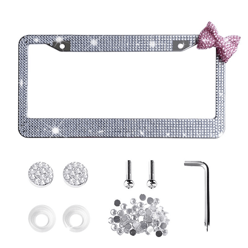 Bling Car Plate with Bow Frames CP002