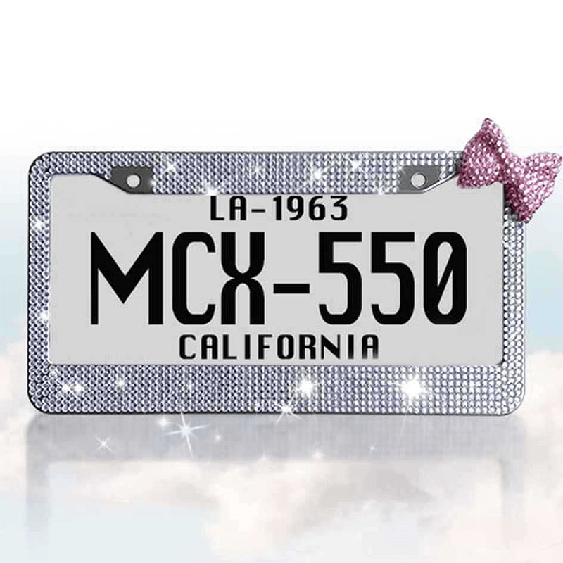 Bling Car Plate with Bow Frames CP002