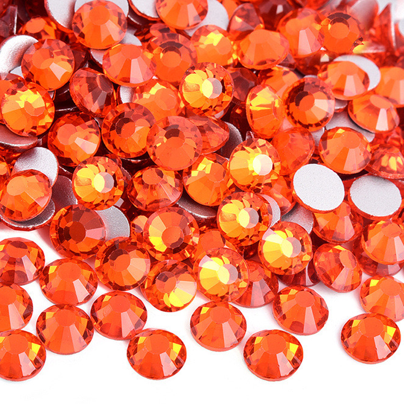 GR008 Orange Red Glass Rhinestones